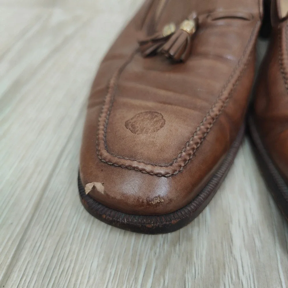 Vintage 1980s Gucci Loafers‎ Mens 44.5 11.5 Tan Leather Tassel Preppy